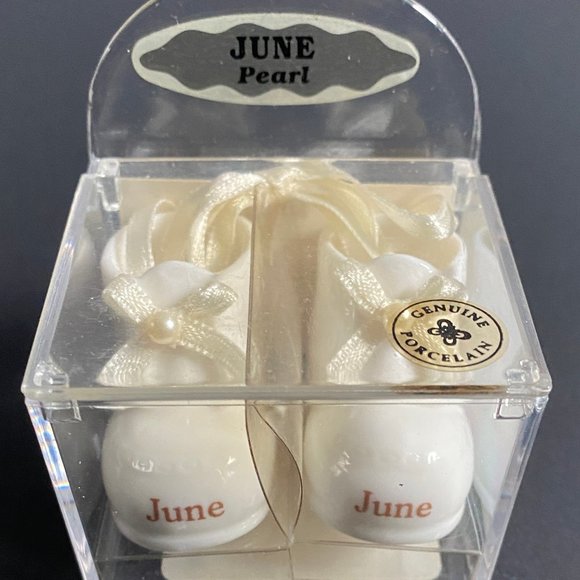 🎁 June Baby Porcelain Baby Booties Ornament - Picture 1 of 10